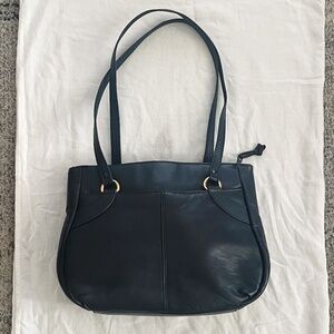 Partners Mervyns Leather Vintage Navy Black Purse Shoulder Bag